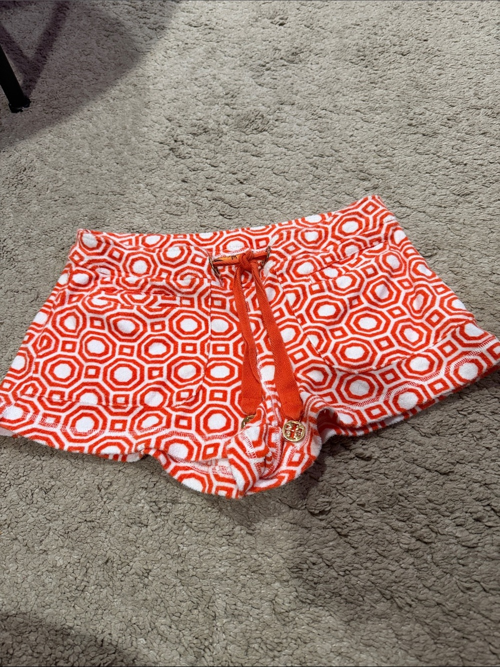 Tory Burch "Octagon" geometric print terrycloth shorts size S EUC